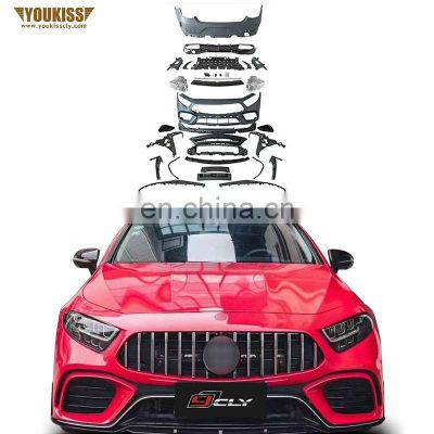 New Arrival Front Rear Car Bumper For Mercedes CLS 19-21 W257 C257 Upgrade AMG-GT63S Body Kits Rear Diffuser With Exhaust Pipe
