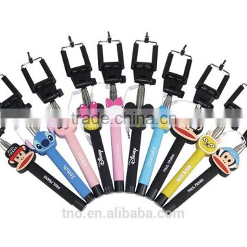 wholesale cartoon selfie stick with cable