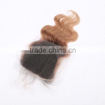 Two Tone Body Wave Lace Closure Virgin Brazilian Hair 1b/27 Ombre Closure Blonde Dark Roots Lace Closure Bleached Knots