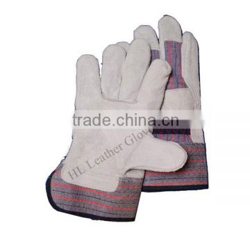 Cow leather and fabric combination short length safety work gloves