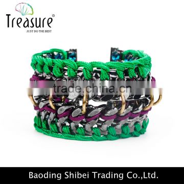2016 Fashion new design cotton rope gun black chain bracelet bangle jewelry