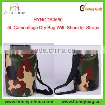 5L Camouflage Waterproof Dry Bag With Shoulder Straps Custom Tarpaulin Dry Bag