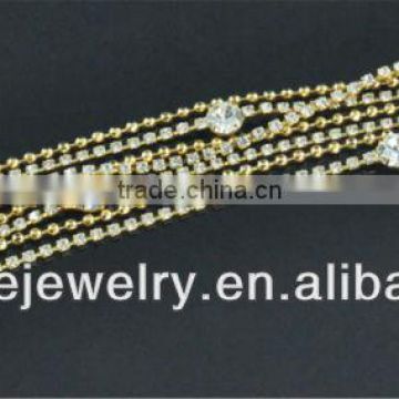 Gold-plating wide rhinestone alloy bracelet-B22006