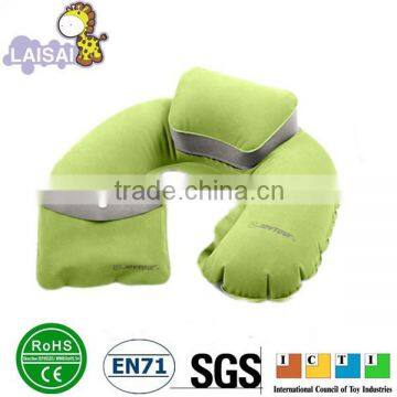 High quality colorful soft U shape flocking inflatable camping pillow