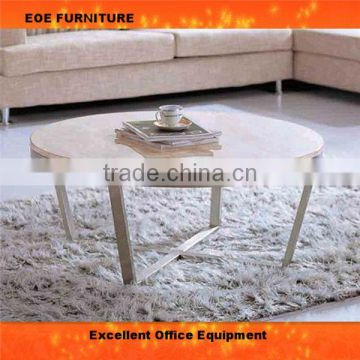 Metal base marble top coffee table