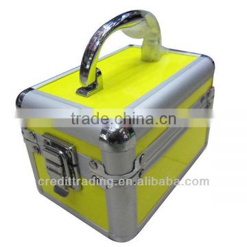 Hot Selling Yellow Double-layers Aluminum Cosmetic Case
