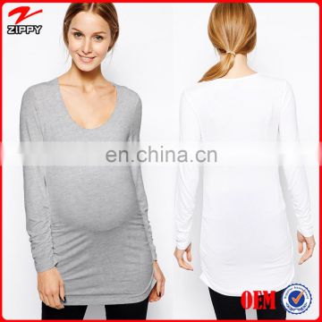2014 New Fashion Long Sleeve Scoop Neck Jersey Maternity Top For Pregnant Women