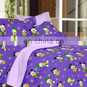 Cartoon Design Purple Color Double Bedsheet & 2 Pillow Cover