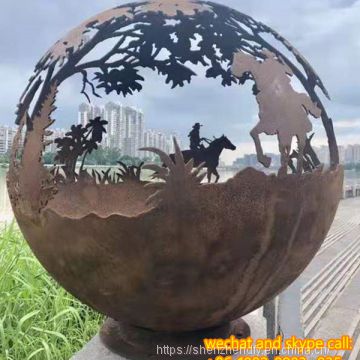 Customized Unique Auto Paint Spraying With Copper Plate Material Laser Spherical Sculpture Garden
