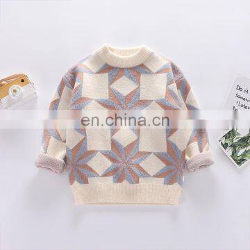 2020 autumn and winter new leisure children's short hair  mink children's pattern children's Pullover Sweater