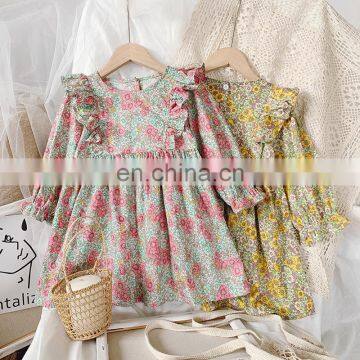 2020 Fall Flying Sleeve Pastoral Skirt Floral Long Sleeve Dress