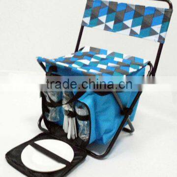 portable folding cooler chair / folding chair with cooler bag