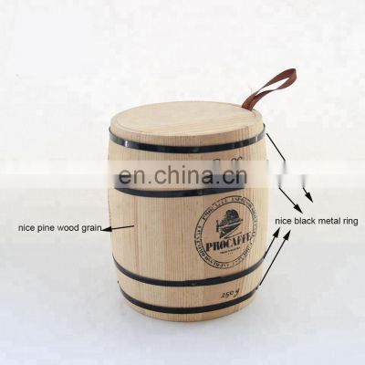 Modern style Wholesale plain color Small Wooden Barrel Coffee box