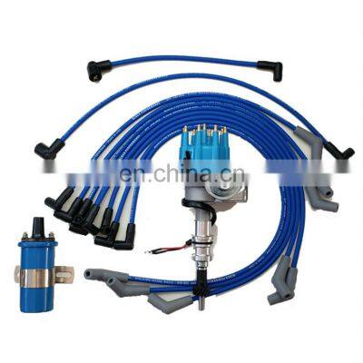 SBF Blue Distributor And Ignition coil And 8.5mm Spark plug wires for Ford 289 302