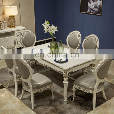Home furniture luxury dining room 6 chairs solid wood dining table set