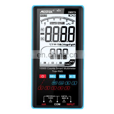 Mestek 9999 Counts Frequency Multimeter Large Screen Smart Range Temperature Measure Resistance Capacitance Digital Multi Meter