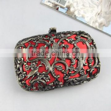 NEW Chinese Style Antique Brass Decorative Pattern Metal Evening Clutch Bag With Chain