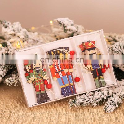 9PCS Nutcracker Puppet Christmas Wooden Pendants Walnut Soldier Christmas Tree Decorations Hanging Ornaments New Year Kids Gift