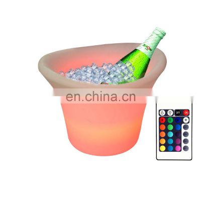 Induction Rechargeable Waterproof Cooler Wholesale Party Led Flashing Beverage Wine Bucket Plastic Ice Bucket LED Wine Cooler