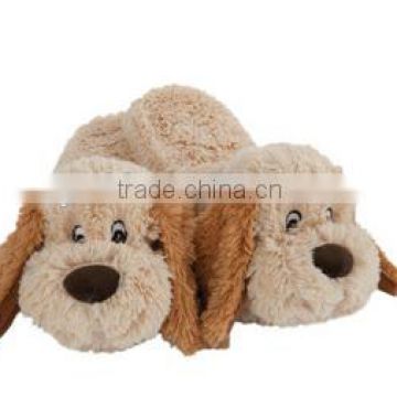dog head plush slippers/winter bedroom animal shoes/plush dog slippers for kids
