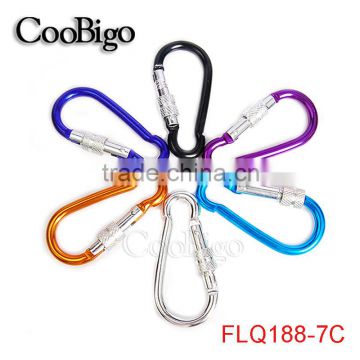 Multi-Color Aluminum Spring Locking Carabiner Snap Hook Keychain Hiking Camping #FLQ188-7C(Mix-s)