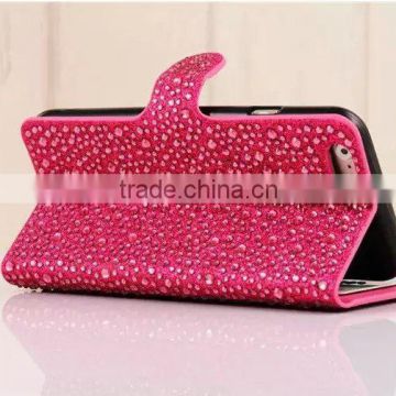 Customized Bling Rhinestone Case Leather Flip Cover For Samsung Galaxy S Advance