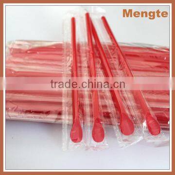 Yiwu Alibaba Red plastic spoon drinking straw