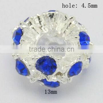 Alloy European Style Beads, with Mideast Rhinestones(MPDL-H159-6)
