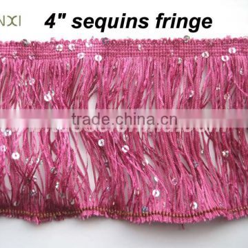 4" Sequins Fringe For Dancewear (Fuschia)