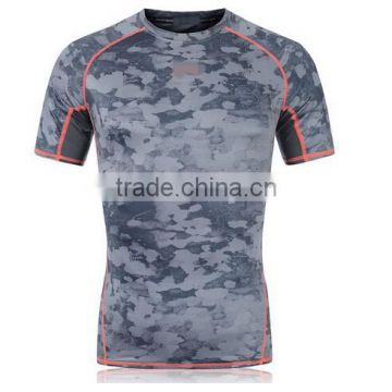 New Arrival Casual Mens compressed t-shirt polyester Camo Breathable Quick Dry T-shirt