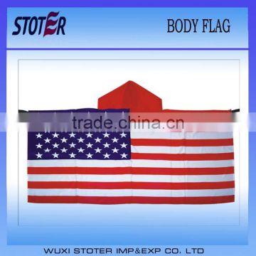 100% polyester USA body flag with hat