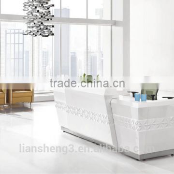 Top grade elegant design white color MFC board reception desk