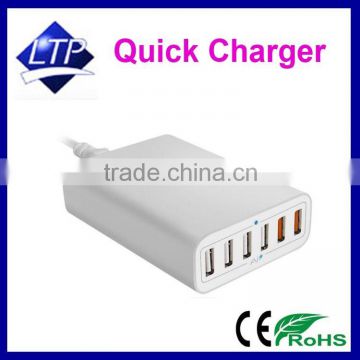 CE FCC Rohs approved QC 2.0 USB Fast Charger Quick Charger 6 USB Ports for Iphone and Ipad