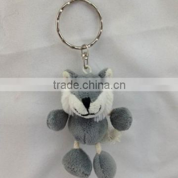 Hot sale promotional plush keychain toy, plush wolf keychain toy