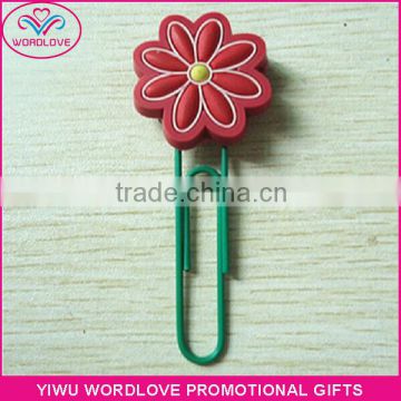 custom school supply 3D soft rubber PVC bookmark paper clip