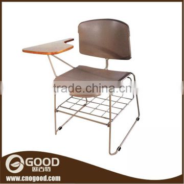 Classic Golden Metal Frame Training Chair with Writing Table