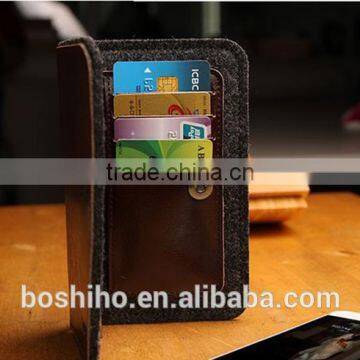 Customized design leather mobile cell phone case with card holder