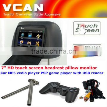 7 inch car headrest tft lcd monitor with MP5,game function