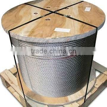 high tensile stainless,pvc coated/galvanized,ungalvanized/alloy,unalloy steel wire rope strand with hemp,cotton or metal core