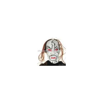 S6 Scare Ghost Ghoul Demon Monster Latex Mask with Hair Halloween Costume