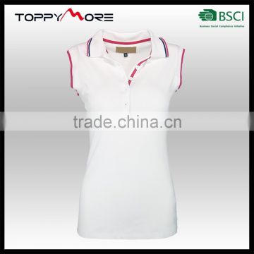 T056-3543W OEM High Quality Blank White Polo T Shirt Sleeveles