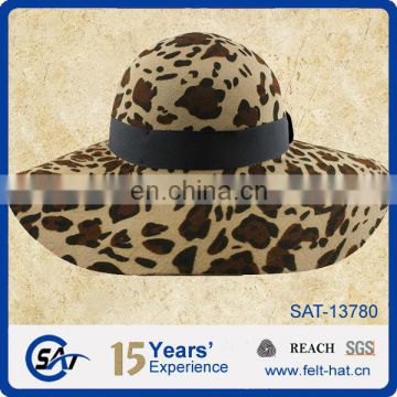 Women's leopard floppy hat wool felt