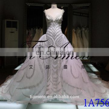 1A756 Princess Heavy Beading Luxury Shining Wedding Gown Evening Dress 2016
