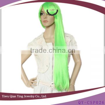long straight fluorescent green beauty cosplay wig
