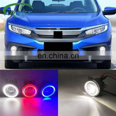 2 Functions Auto LED DRL Daytime Running Light Car Angel Eyes Fog Lamp Foglight For Honda Civic 2016 2017 2018