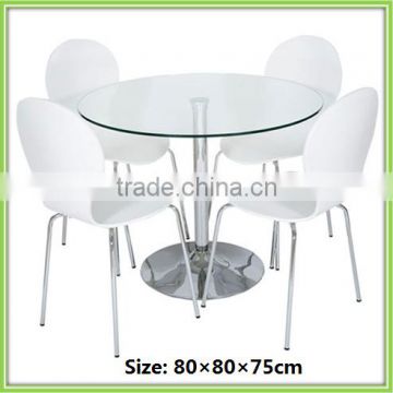 Tempered Glass Cheap Metal Round Dining Set