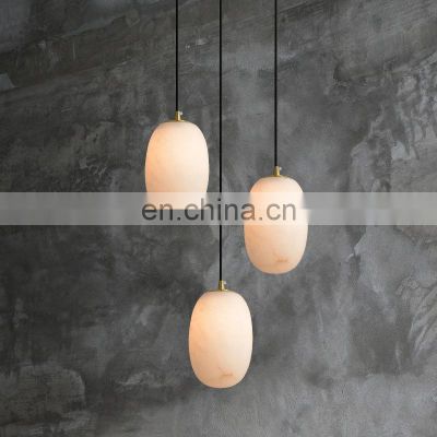 Modern Simple Hanging Lamp Kitchen Island Dining Table Alabaster Chandeliers for Restaurant
