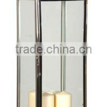 Stainless Steel Candle Lantern Square Shape with Glass Walls