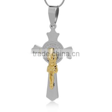 Wholesales Jesus Sideway Charm Pendant 316 Stainless Steel Religious Cricifix Classical Design Vintage Charm Cross for Rosary