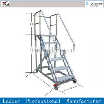 steel climbing ladders with wheels for warehouse